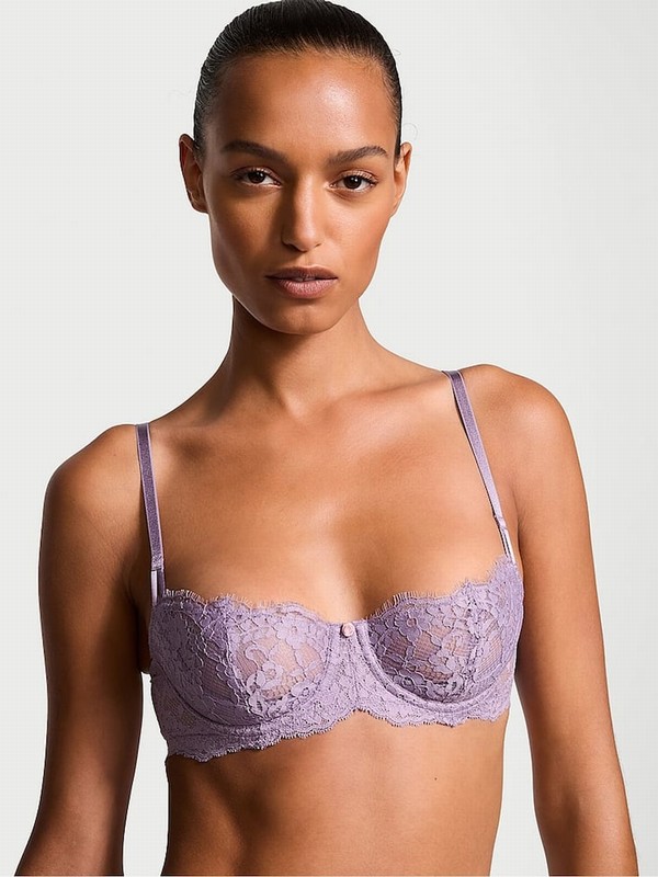 Purple Victoria Secret Frozen Plum Lace Unlined Balcony Bras | IHNGZ9853