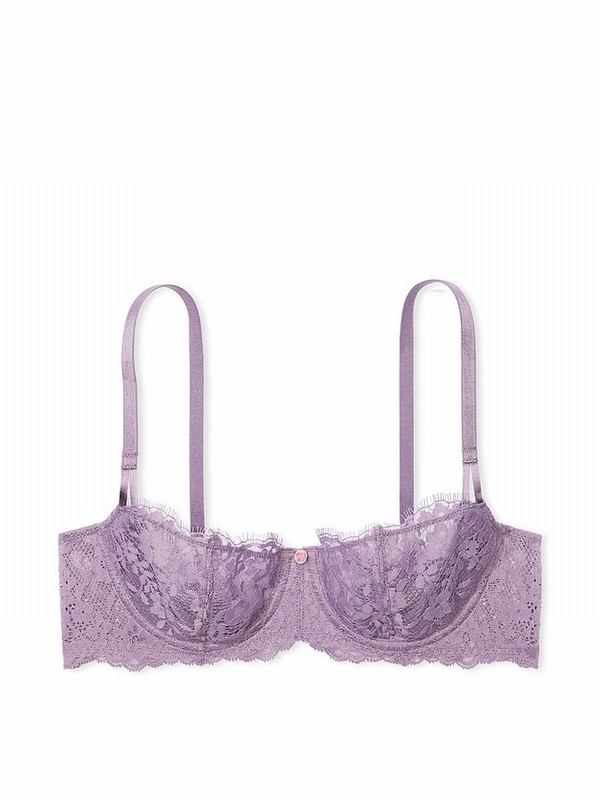 Purple Victoria Secret Frozen Plum Lace Unlined Balcony Bras | IHNGZ9853