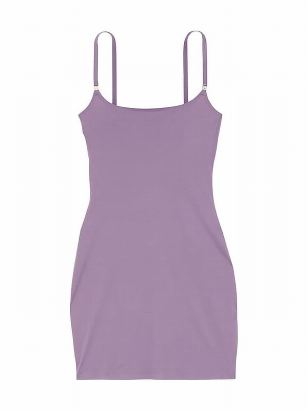 Purple Victoria Secret Frozen Plum Mini FeatherSoft™ BODYWEAR Slip Dress | KMZFX6895