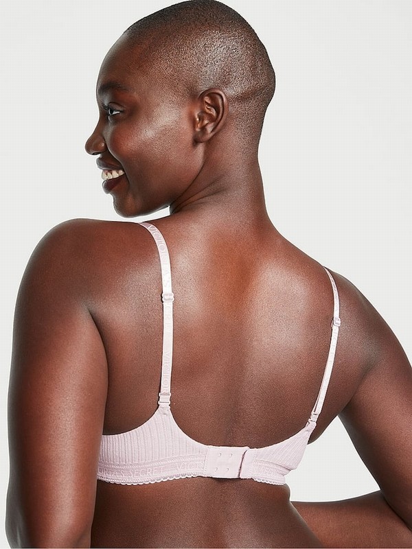Purple Victoria Secret Pale Plum Ribbed Non WiLightly Lined Bras | NKOUH5874