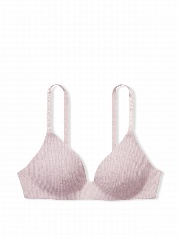 Purple Victoria Secret Pale Plum Ribbed Non WiLightly Lined Bras | NKOUH5874