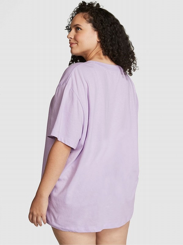 Purple Victoria Secret Pastel Lilac Cotton Oversized Nightwear | IHACQ2091