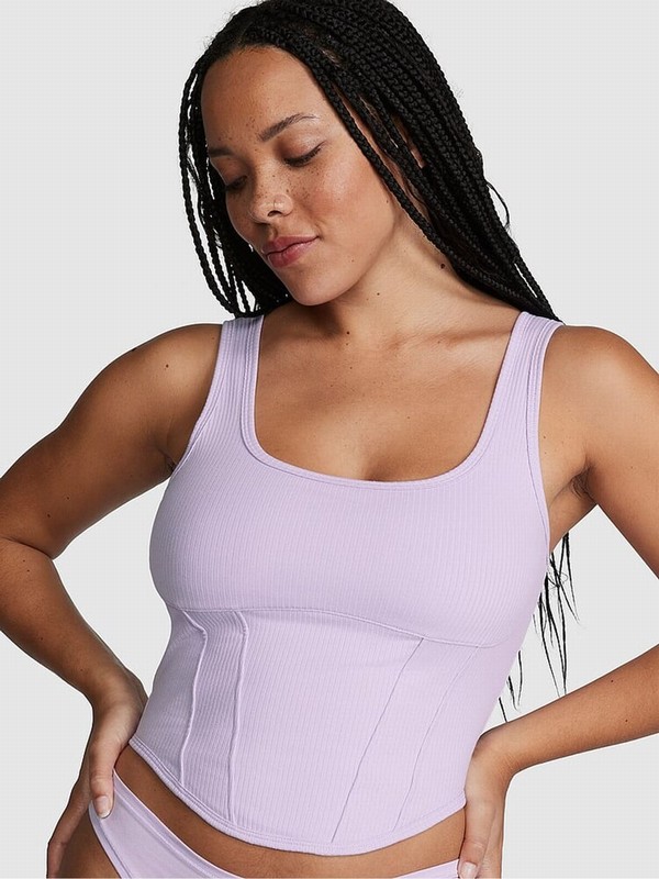 Purple Victoria Secret Pastel Lilac Cotton Corsetlette Lingerie | MQCUN3918