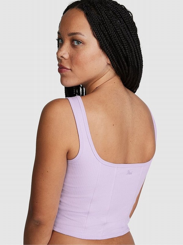 Purple Victoria Secret Pastel Lilac Cotton Corsetlette Lingerie | MQCUN3918