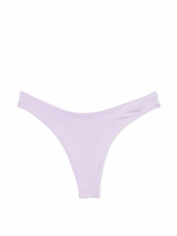 Purple Victoria Secret Pastel Lilac Cotton Thong Underwear | XTEJI6917