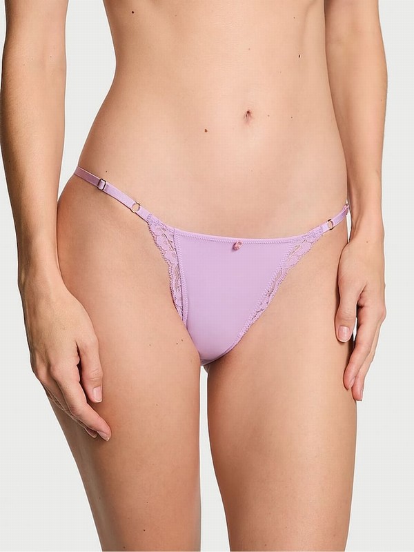 Purple Victoria Secret Silky Lilac Lace Trim Bikini Underwear | UAESW8692
