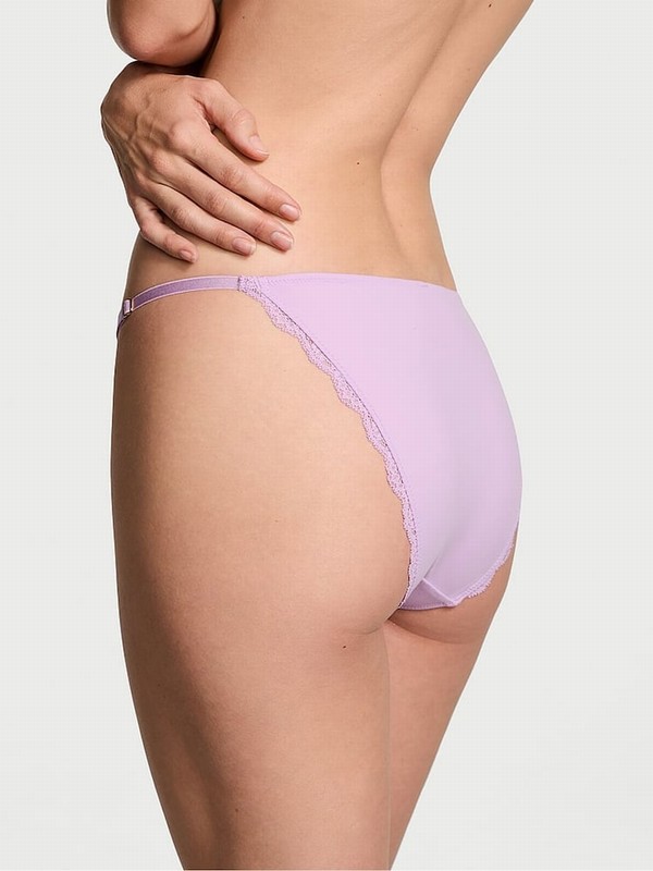 Purple Victoria Secret Silky Lilac Lace Trim Bikini Underwear | UAESW8692