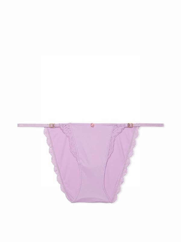 Purple Victoria Secret Silky Lilac Lace Trim Bikini Underwear | UAESW8692