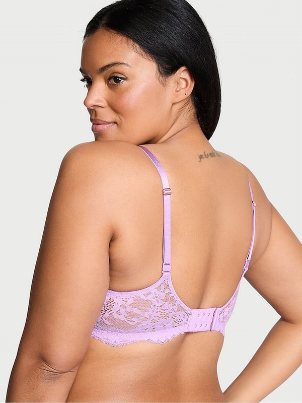 Purple Victoria Secret Silky Lilac Lace Lightly Lined Demi Bras | WEVBP2159