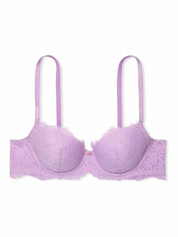 Purple Victoria Secret Silky Lilac Lace Lightly Lined Demi Bras | WEVBP2159