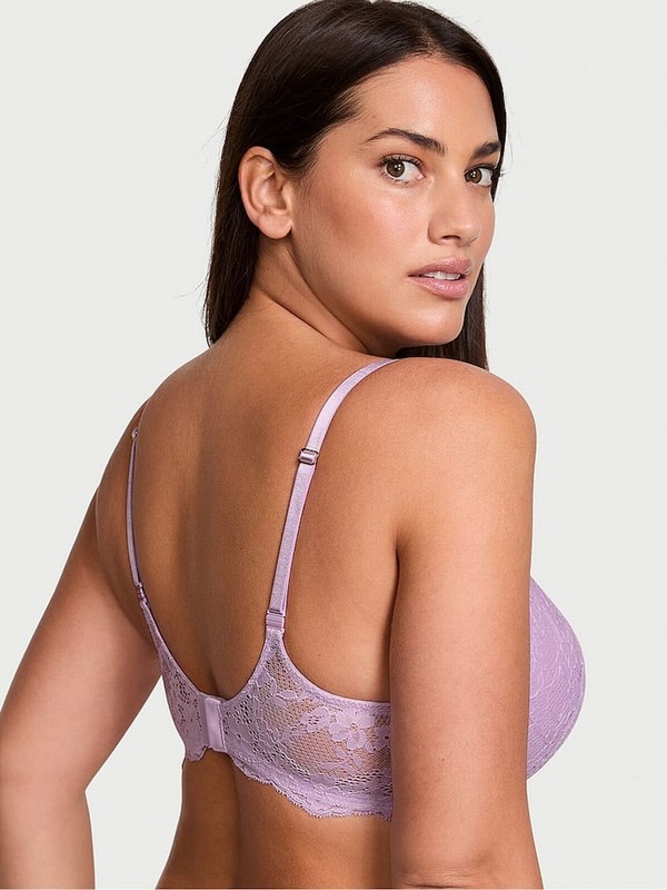 Purple Victoria Secret Silky Lilac Lace Push Up Bras | DWIZH3740
