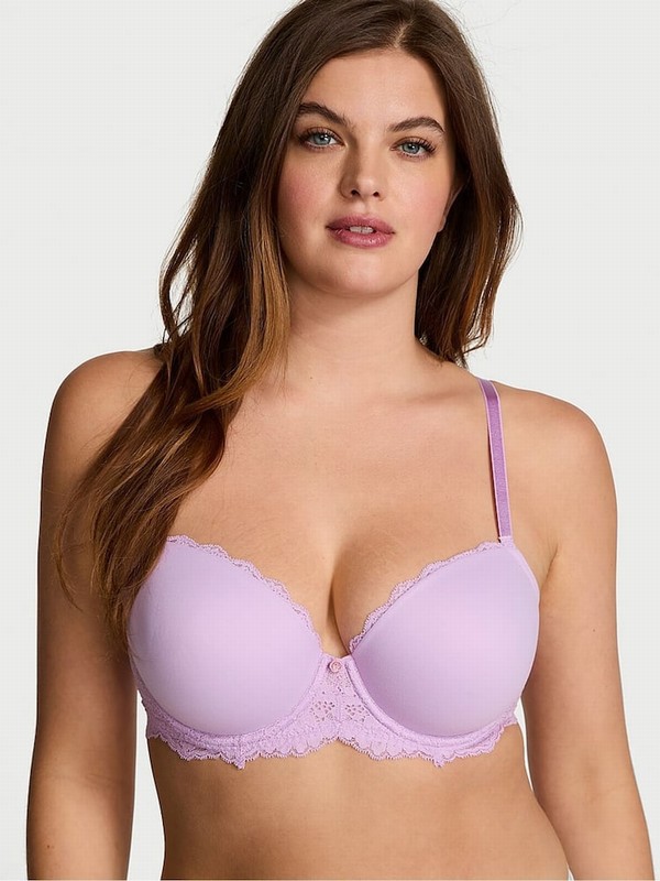 Purple Victoria Secret Silky Lilac Lightly Lined Demi Bras | ZUGMF0182