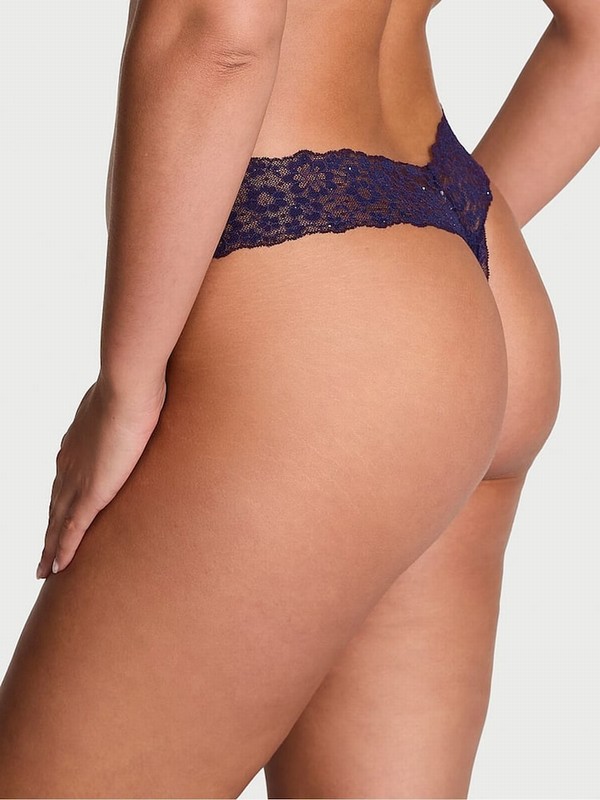 Purple Victoria Secret Stained Glass Sequins Thong Underwear | WHNXF5473