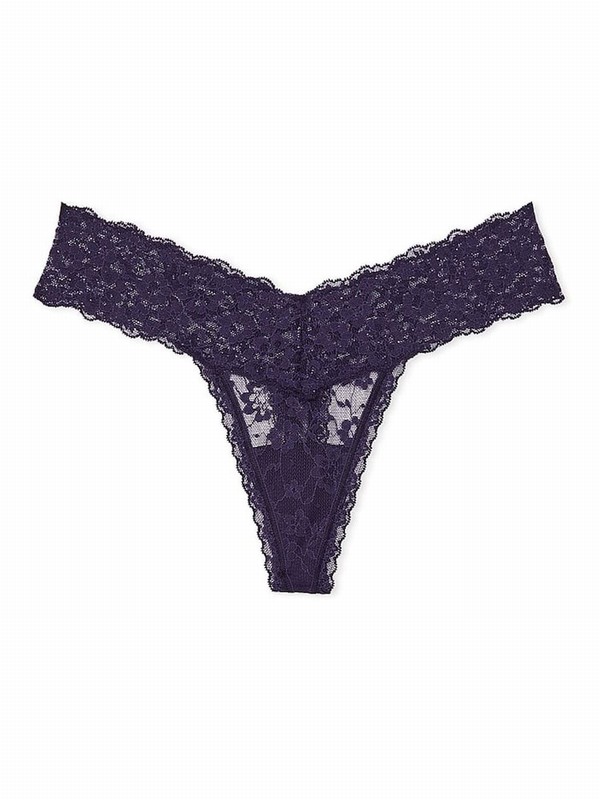 Purple Victoria Secret Stained Glass Sequins Thong Underwear | WHNXF5473