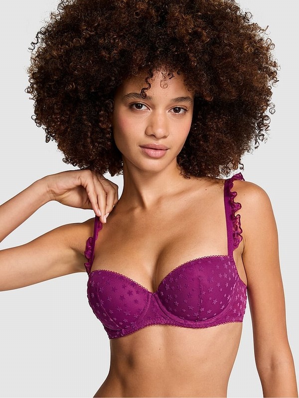 Purple Victoria Secret Thriller Balcony Star Chaser Lace Bras | RHFEU0851