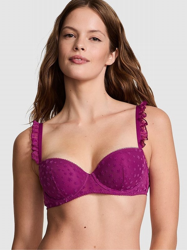 Purple Victoria Secret Thriller Balcony Star Chaser Lace Bras | LTQCE5826