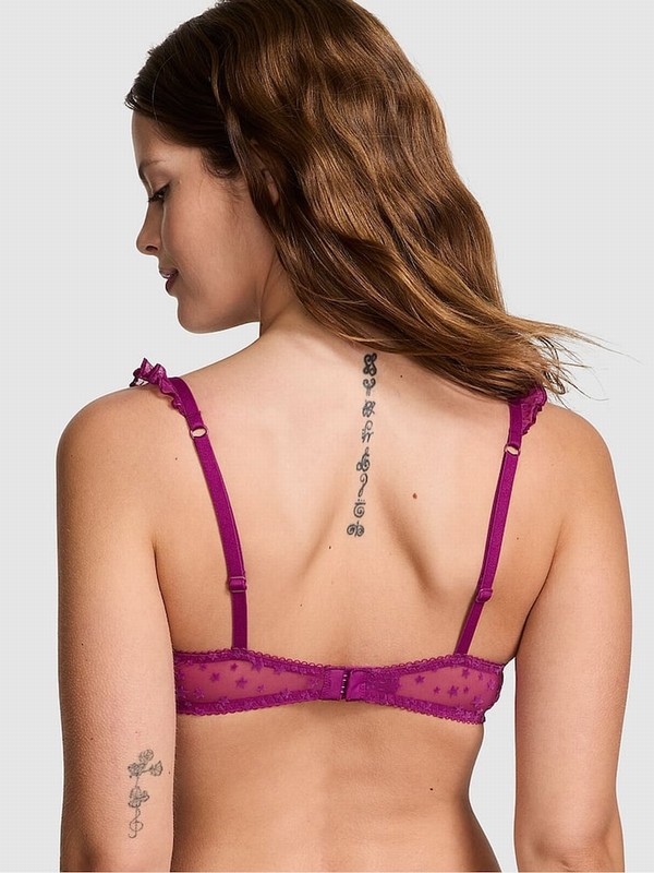 Purple Victoria Secret Thriller Balcony Star Chaser Lace Bras | LTQCE5826