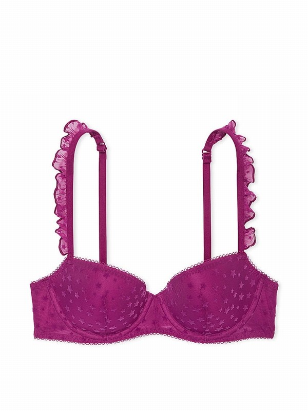 Purple Victoria Secret Thriller Balcony Star Chaser Lace Bras | LTQCE5826