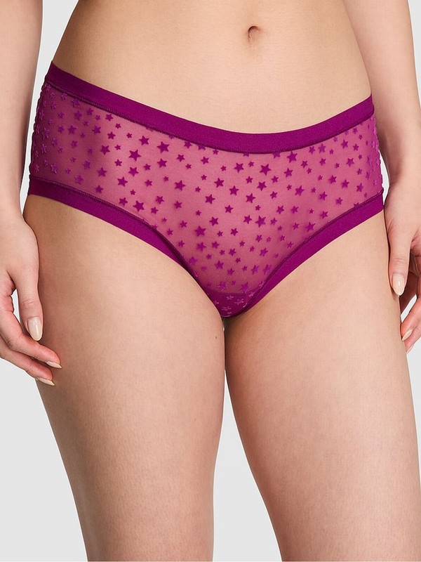Purple Victoria Secret Thriller Cheeky No Show Star Mesh Underwear | MGHBQ5346