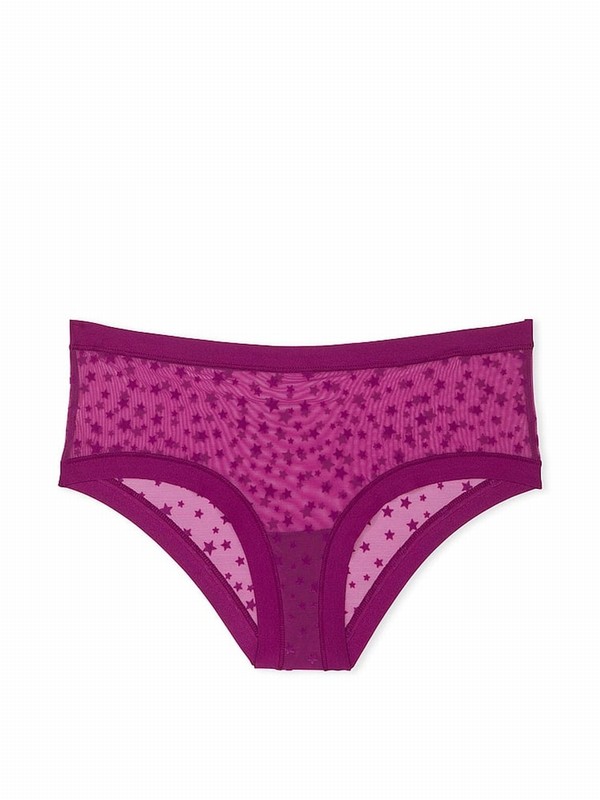 Purple Victoria Secret Thriller Cheeky No Show Star Mesh Underwear | MGHBQ5346