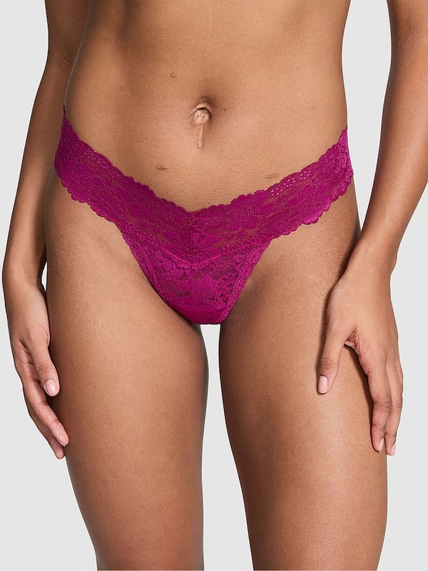 Purple Victoria Secret Thriller Lace Thong Underwear | WISOR9342