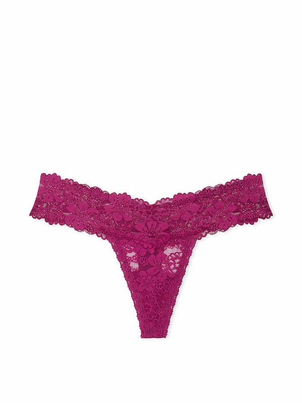 Purple Victoria Secret Thriller Lace Thong Underwear | WISOR9342