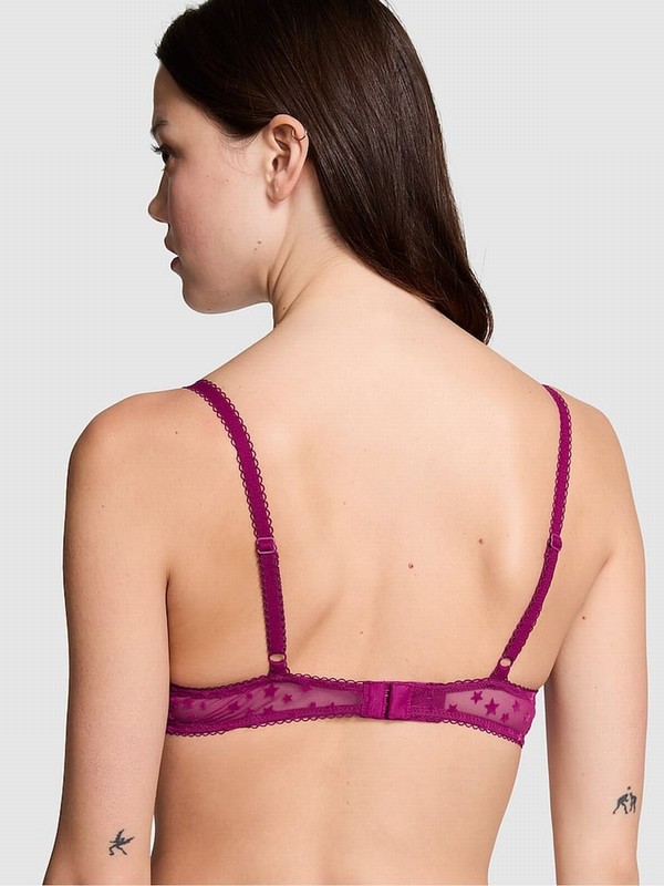 Purple Victoria Secret Thriller Plunge Star Chaser Lace Unlined Bras | FIMLK9316