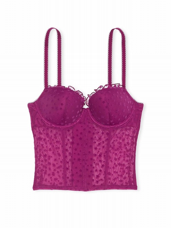 Purple Victoria Secret Thriller The Wink Star Chaser Lace Corset Top Lingerie | ZDLQG5913