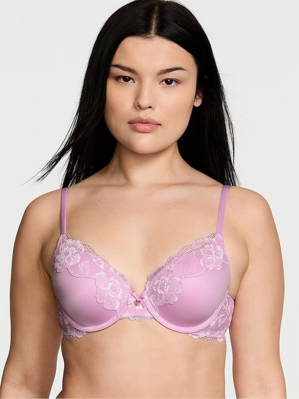 Purple Victoria Secret Violet Sugar Vintage Lace Trim Full Cup Push Up Bras | GQORI1638
