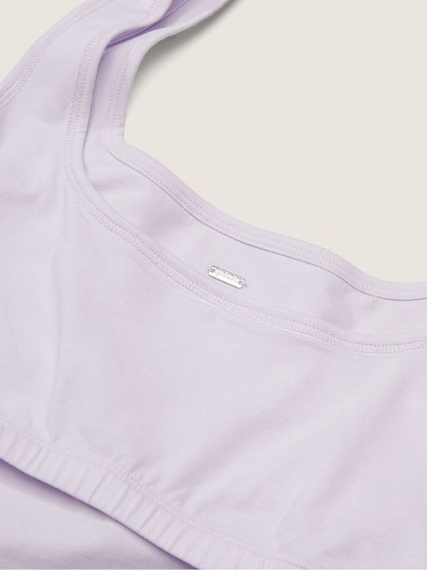 Purple Victoria Secret Whisper Cotton Contour Crop Top Tops | ANLMU3497