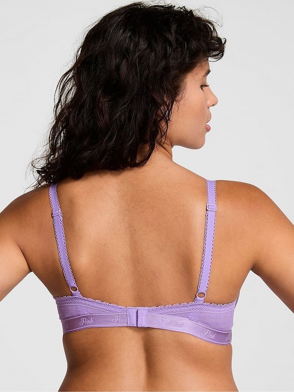 Purple Victoria Secret Wysteria Dainty Dot Balcony Lace Bras | MLONG3502