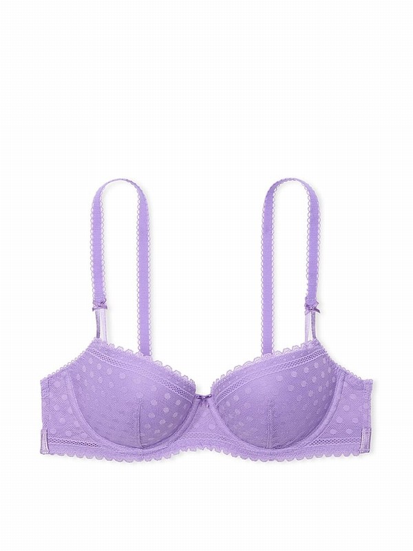 Purple Victoria Secret Wysteria Dainty Dot Balcony Lace Bras | MLONG3502