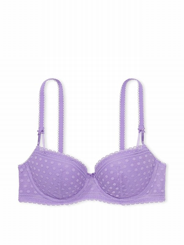 Purple Victoria Secret Wysteria Dainty Dot Balcony Lace Bras | DKHGN9538