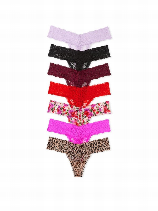 Purple / Black / Red / Pink / Leopard Victoria Secret Thong 7 Pack Underwear | PSLIN1860
