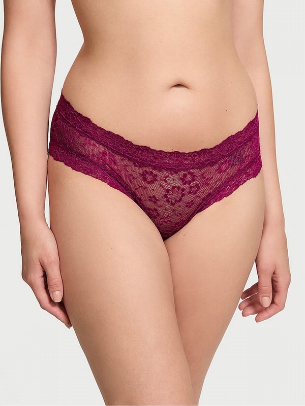Purple / Dark Red Victoria Secret Plum Rouge Cheeky Underwear | QMLWV3652