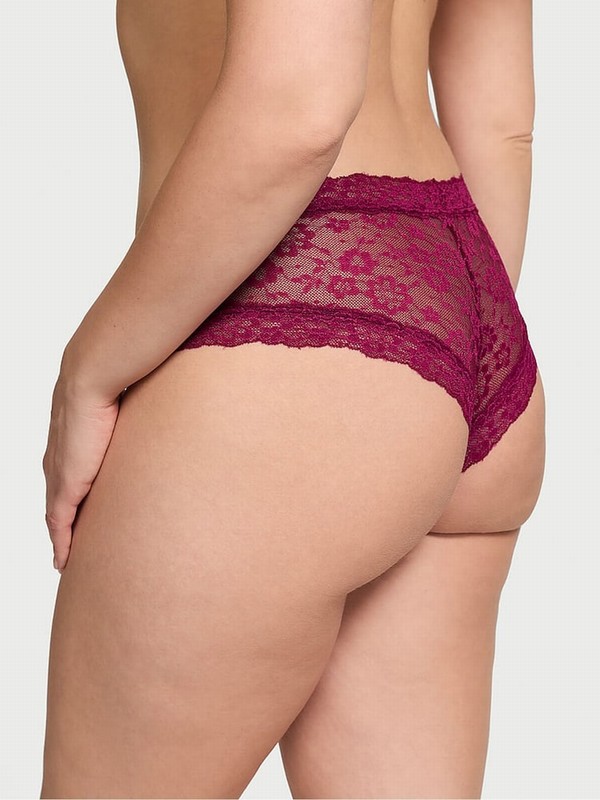 Purple / Dark Red Victoria Secret Plum Rouge Cheeky Underwear | QMLWV3652