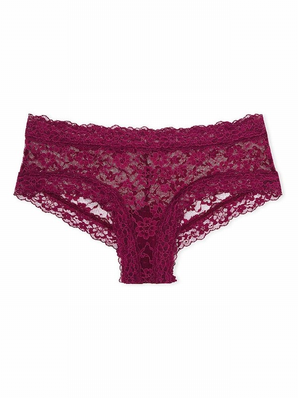 Purple / Dark Red Victoria Secret Plum Rouge Cheeky Underwear | QMLWV3652