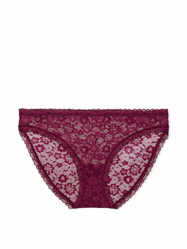 Purple / Dark Red Victoria Secret Plum Rouge Bikini Underwear | BWNVH3254