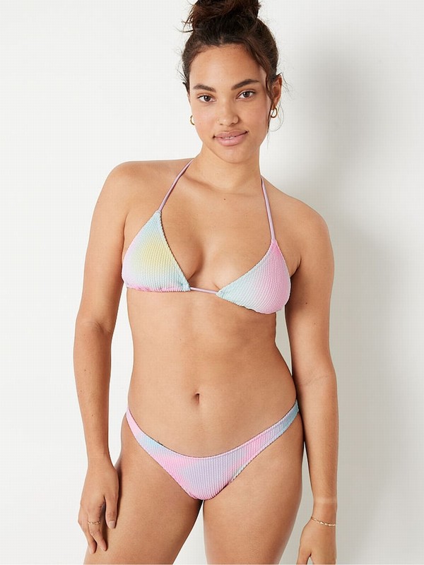 Purple / Multicolor Victoria Secret Multi Crinkle Triangle Halterneck Bikini Top | WEQHA3514