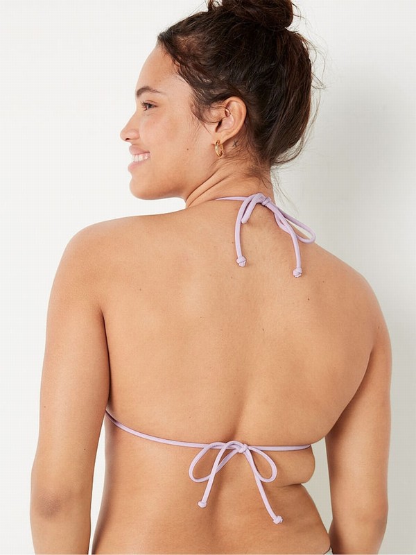 Purple / Multicolor Victoria Secret Multi Crinkle Triangle Halterneck Bikini Top | WEQHA3514