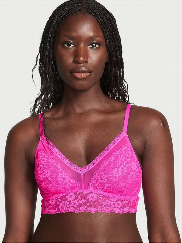 Purple / Pink Victoria Secret Bali Orchid Posey Lacelette Bras | ELNOD8631