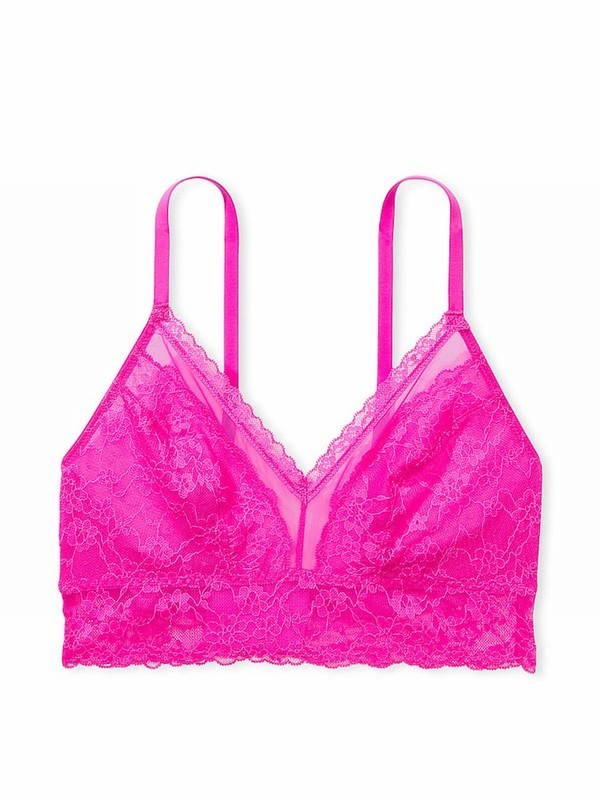 Purple / Pink Victoria Secret Bali Orchid Posey Lacelette Bras | ELNOD8631