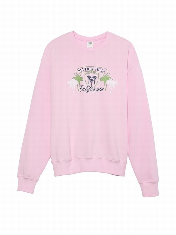 Purple / Pink Victoria Secret Spring Orchid Beverly Hills Fleece Sweatshirts | HUVWS4576
