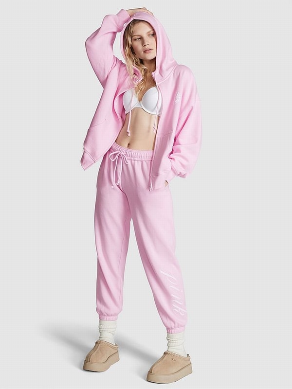 Purple / Pink Victoria Secret Spring Orchid Fleece Joggers | KXHFV9386