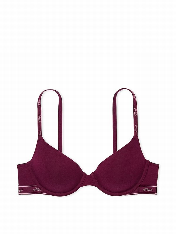 Purple / Rose Victoria Secret Cotton Logo Bras | RCPEA1260