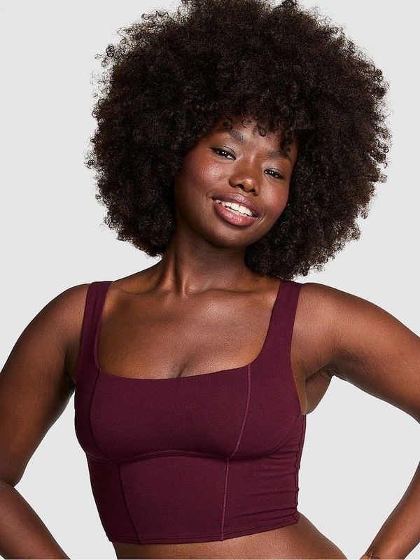 Purple / Rose Victoria Secret Cotton Scoop Top Bras | ONPWG0215