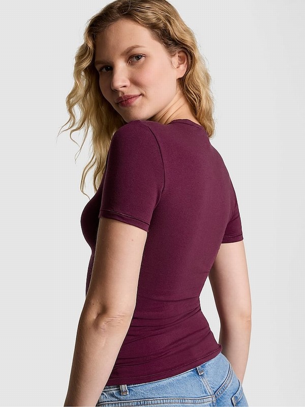 Purple / Rose Victoria Secret Cotton T Shirts | ZWYMQ9420