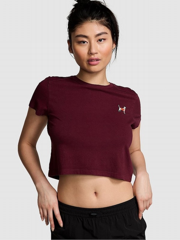 Purple / Rose Victoria Secret Crop Dreamer T Shirts | GNDJQ6735