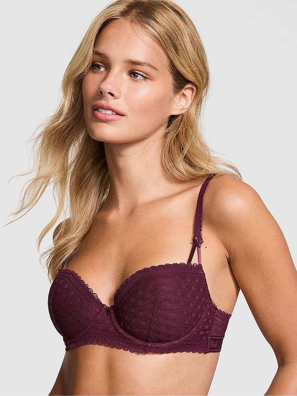 Purple / Rose Victoria Secret Dainty Dot Balcony Lace Bras | RAPOC2904