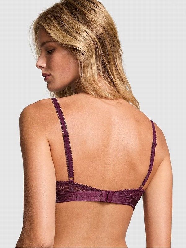Purple / Rose Victoria Secret Dainty Dot Balcony Lace Bras | RAPOC2904